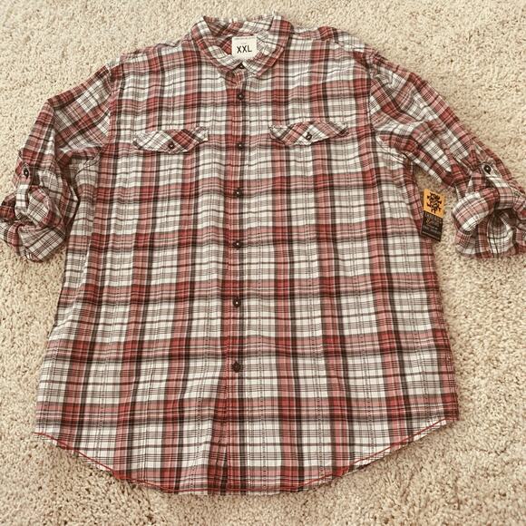 Threads & Heirs Shirt Macy’s Mens XXL Roll-Up Sleeve Button-Up Cotton Plaid NEW - Picture 7 of 8